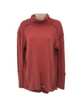 We The Free Red Cowl Neck Long Sleeve Knit Top M Split Back